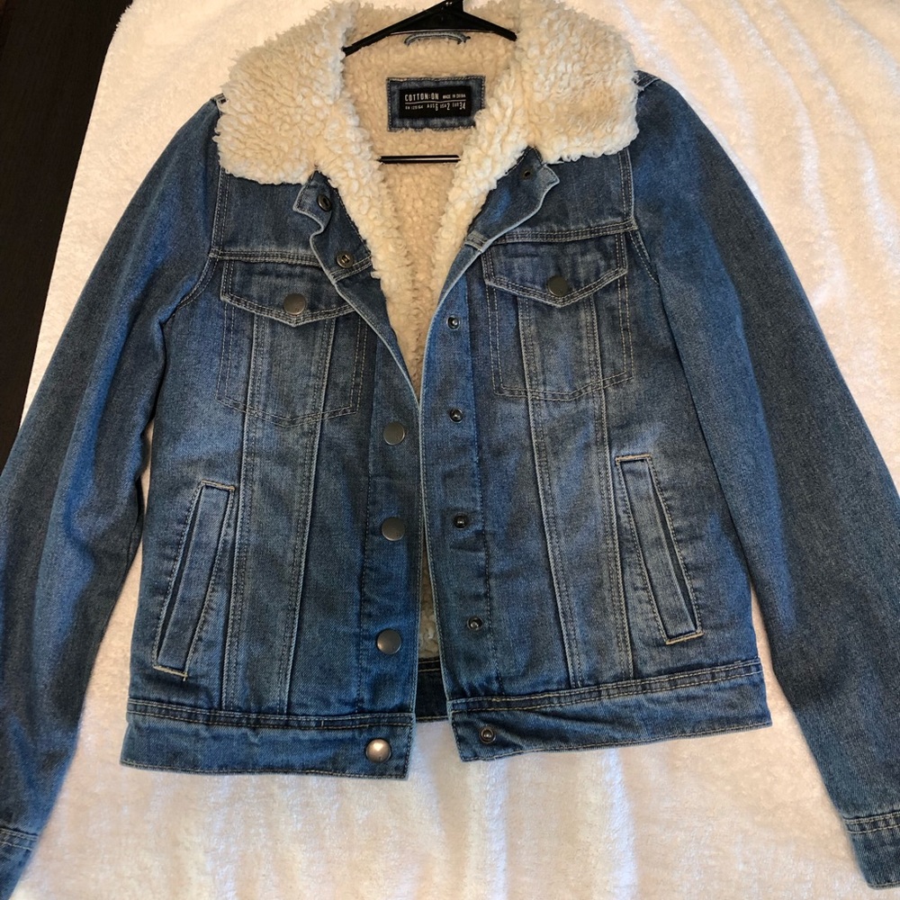 Cotton on shearling denim jacket 2